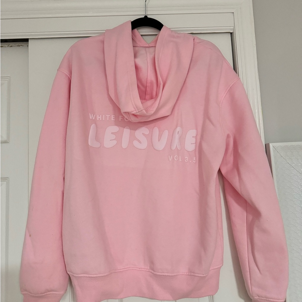 White fox pink hooded sweatshirt